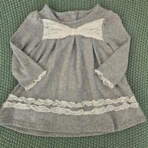 Nannette Girls 18 Month Grey Dress Long Sleeve Lace Accents